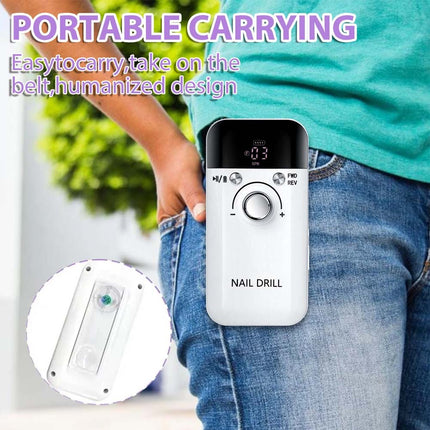 Electric Nail Drill Set Rechargeable Acrylic Nail File Machine LCD Display
