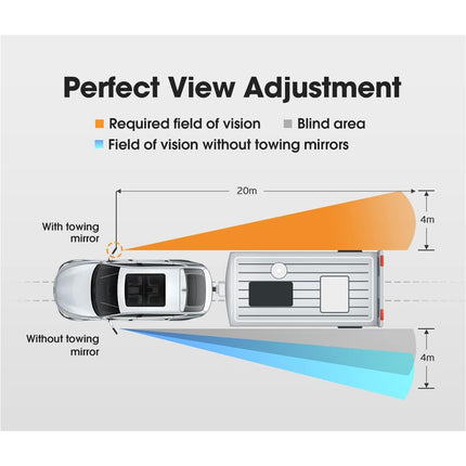 2x Adjustable Towing Mirrors Heavy Duty Universal Fit Towing Caravan 4X4 Trailer