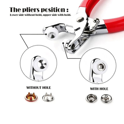 200PCS/Set Snaps Fasteners Sewing Buttons Metal Press Studs Tools Kit Plier Snap