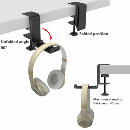 Headset Hanger Headphone Hook Holder Desk Mount Stand with Foldable Clamp