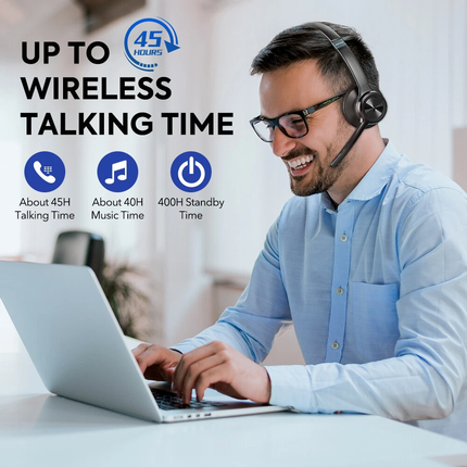 Wireless Headphones Bluetooth Noise Cancelling Stereo Earphones Over Ear Headset