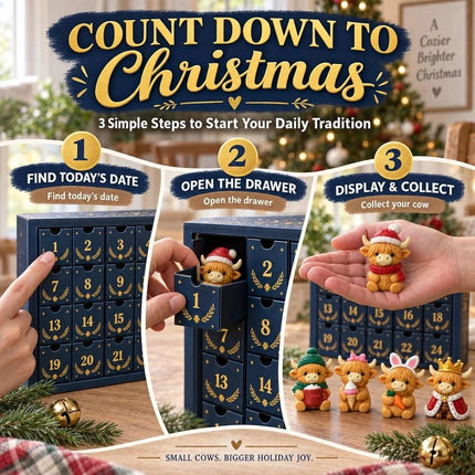 3D Highland Cow Advent Calendar 24 Days Countdown Calendars with 24 Highland Cow