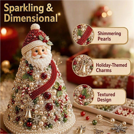 Handmade DIY Beaded Santa Tree Material Pack Festive Tabletop Decor