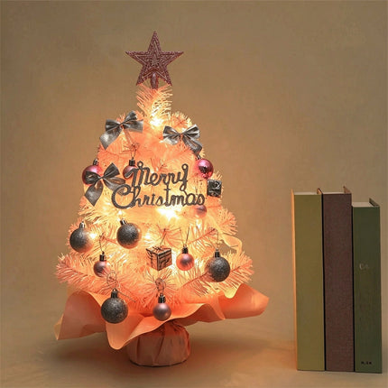 Mini Christmas Tree with Lights, Desktop Tabletop Xmas Tree, Star Topper Decor Ornaments