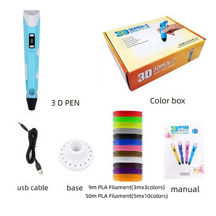 3D Printing Pen Kit with 59m PLA Filament USB Adjustable Temperature PLA ABS Compatible