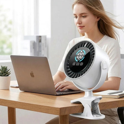 3‑in‑1 USB Desk Fan 100 Speeds Digital Display 720° Rotation With LED Light