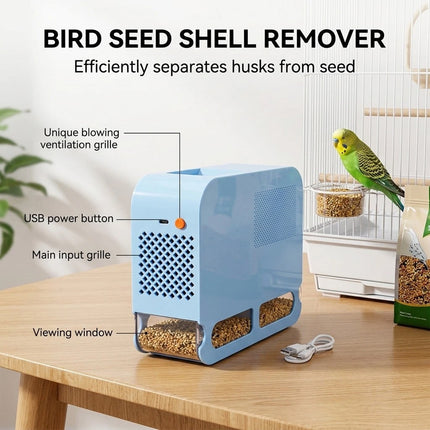 Parrot Bird Food Winnower Grain Husk Separator and Seed Sifting Mixer Cleaner (Blue)