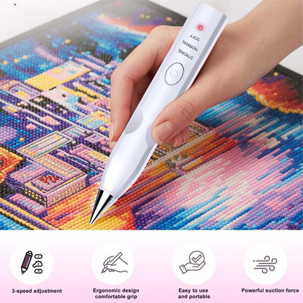 Cordless Electric Diamond Painting Pen Art Vacuum Pen Portable Rechargeable Nail Art White