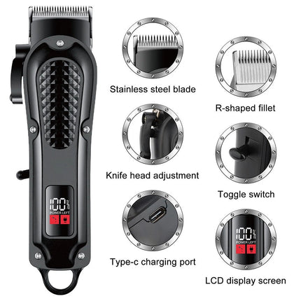 Professional Barber Electric Hair clipper LED display screen charging Trimmer