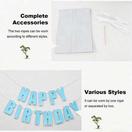 3 Pcs Happy Birthday Party Banner Flag Hanging Decoration Bunting Garland Blue Pink Clear