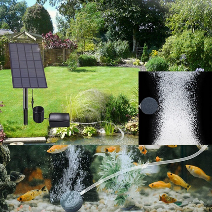 Solar Powered Oxygenator Oxygen Aerator Air Pump Fish Tank Pond Aquarium Garden