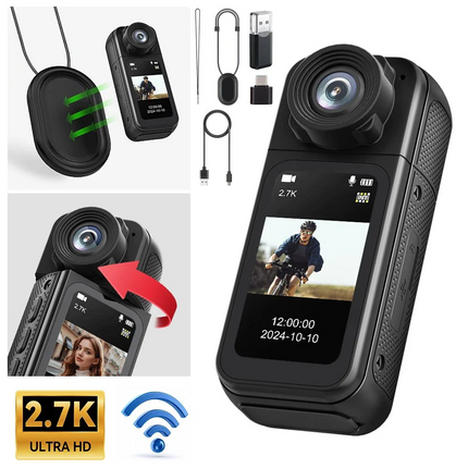2.7K Portable WiFi Camera Thumb Action Camera Pocket Cam with Lanyard