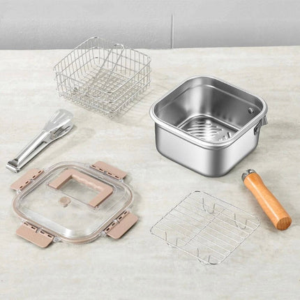 Detachable Handle Deep Frying Pot Tempura Fryer Pan French Fries Frying Basket