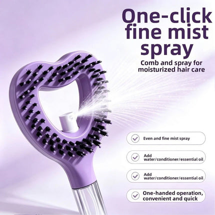 2-in-1 Heart-shaped Spray Hair Comb Scalp Massage Comb For Easy Hair Care