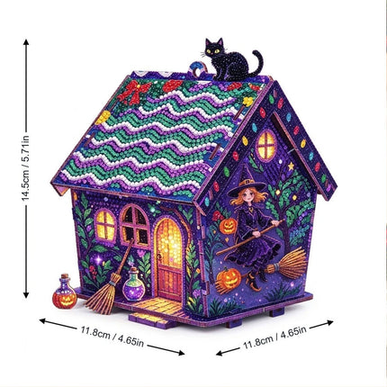 Witch Halloween Ghost Diamond Art Kits for Adults Tabletop Ornaments 3D House Art Kit