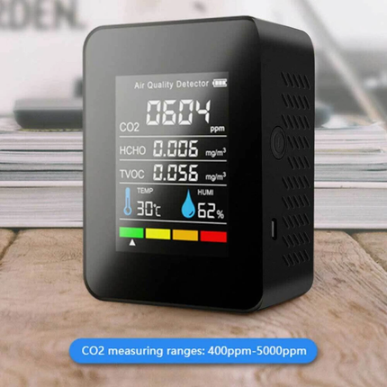Digital LCD Air Quality Monitor TVOC CO2 Detector Temperature Humidity Meter