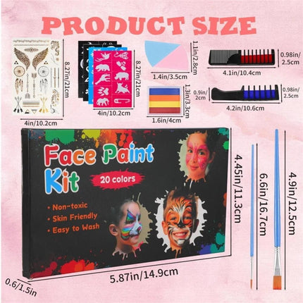 20 Colors Professional Face Paint Kit Face Painting Kit for  Party Xmas Gift