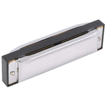 Harmonica 10 Holes Key of C SILVER w/ Case Blues Harp Stainless Steel