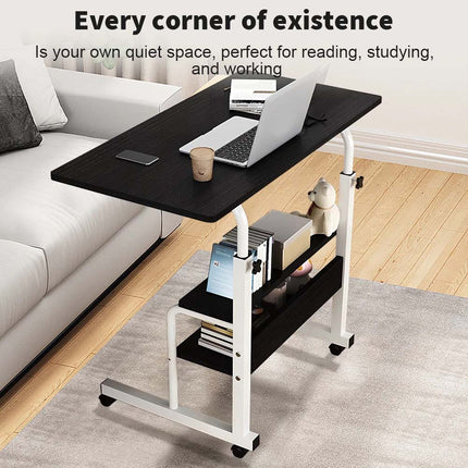 Mobile Laptop Desk Adjustable Computer Table Stand Bed Bedside Portable Study Black