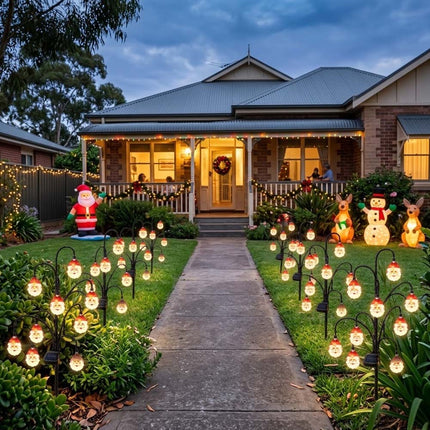 Magical Solar Christmas Stake Lights With Auto-On Weatherproof Garden Pathway Santa Face Light