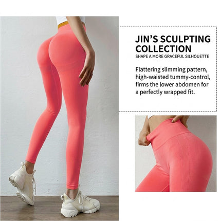 Women High Waist Yoga Pants Pocket Sports Leggings Sport Fitness Trousers Strech Red