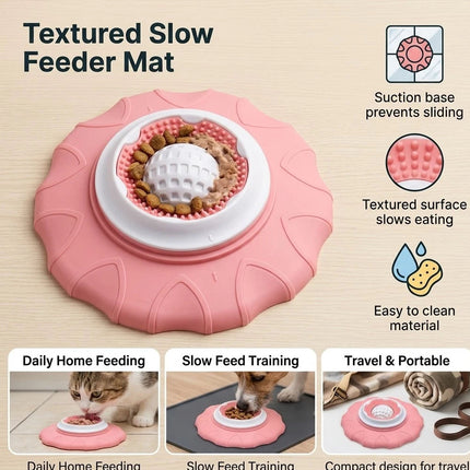 Liquid Food Slow Feeder Licking Dispenser, Rolling Ball-in Lick Bowl Anti-Slip
