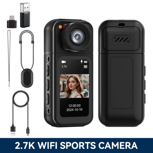 2.7K Portable WiFi Camera Thumb Action Camera Pocket Cam with Lanyard