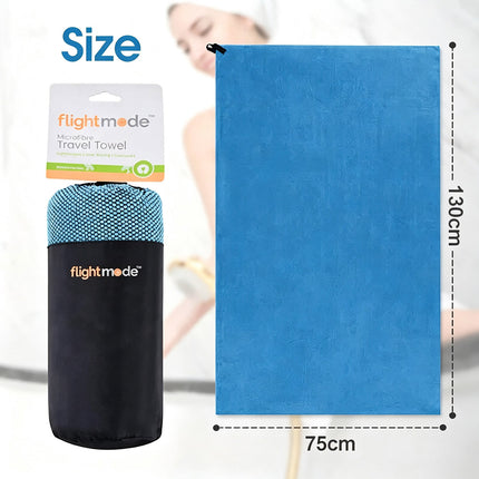 2 Pack Blue Large Microfiber Travel Towel, Sports Beach Towels, Ultra Absorbent Quick Dry