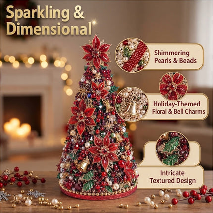 Handmade DIY Beaded Poinsettia Material Pack Festive Tabletop Decor