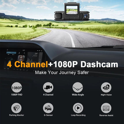 4K Dash Cam 4Channel Front and Rear Car DVR DashCamera Video Recorder1080P
