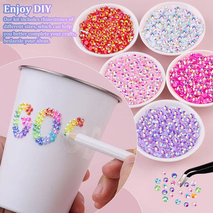 3200 Resin Rhinestone Bedazzling Kit,3mm Colorful DIY Flatback Nail Gems