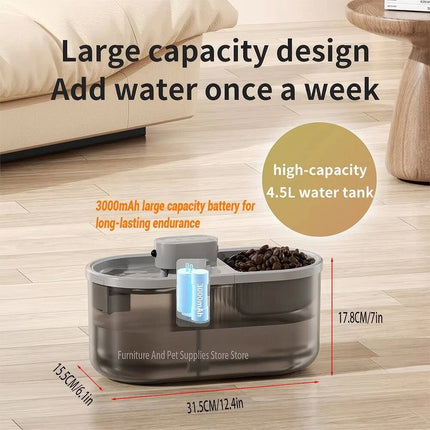Automatic Pet Cat Drinker 4.5L Motion Sensor 2 Bowl Ultra-Quiet Drinker Fountain