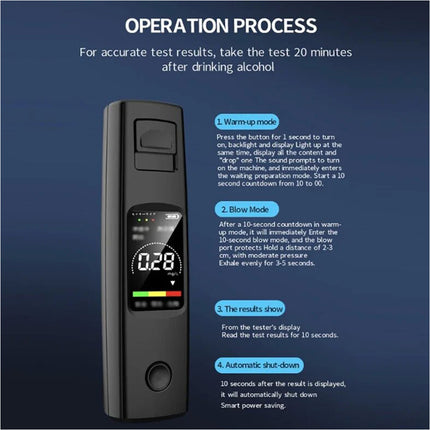 Portable Digital Breathalyzer and Alcohol Tester Black
