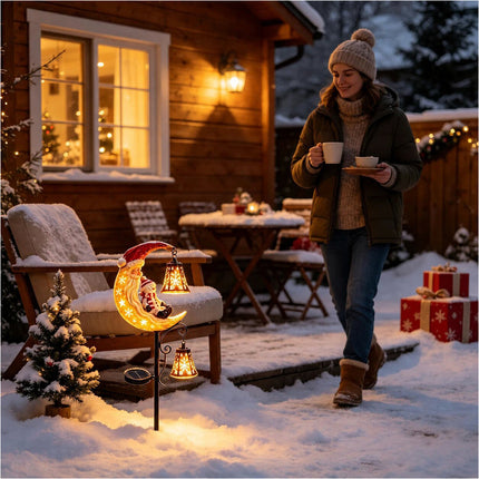 Solar Christmas Santa Snowman Stake Lights Waterproof Outdoor Garden Decor