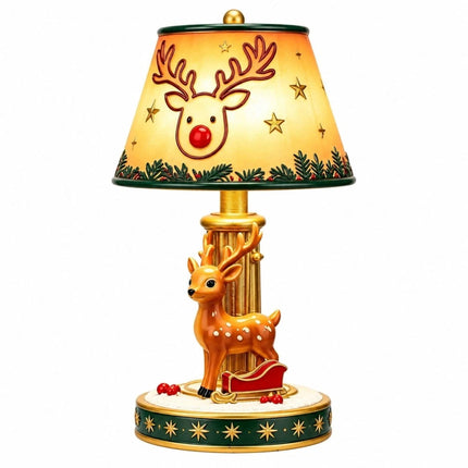 Christmas Elk Resin LED Table Lamp - Festive Holiday Decor & Gift Ornament