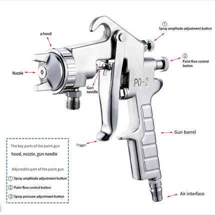 PQ 2 Pneumatic Paint Spray  Handheld Paint Sprayer 2.0mm Nozzle Suction Type