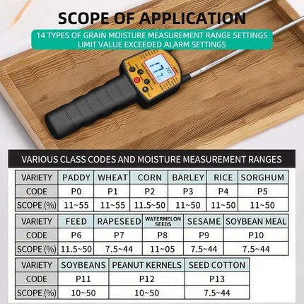 Portable Hay Grain Moisture Meter Corn Rice Bean Moisture Tester Voice Broadcast