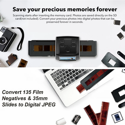 Film Scanner 35mm 110 Slide Negative Converter Photo Digital Image Viewer 2" LCD