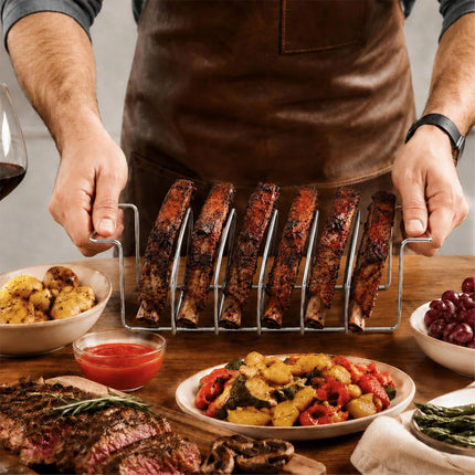 1/2PCS Rib Rack for Smoking and Grilling, Holds 6 Full Racks, Rust-Resistant