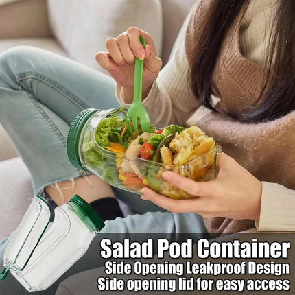 2Pcs Upgrade Salad Container Leakproof Salad Jar Meal Prep Salad Pod Side Opening