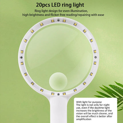 30X  10X Handheld Magnifier Rechargeable 24 LED Light Magnifying Glass