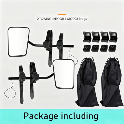 2x Towing Mirrors Pair Clip on Multi Fit Clamp On Towing Caravan 4X4 Trailer 4WD