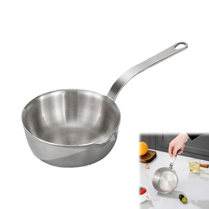 Stainless Steel Milk Pot Butter Warmer Pan Small Saucepan with Pour Spouts