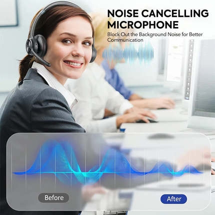 Wireless Headphones Bluetooth Noise Cancelling Stereo Earphones Over Ear Headset