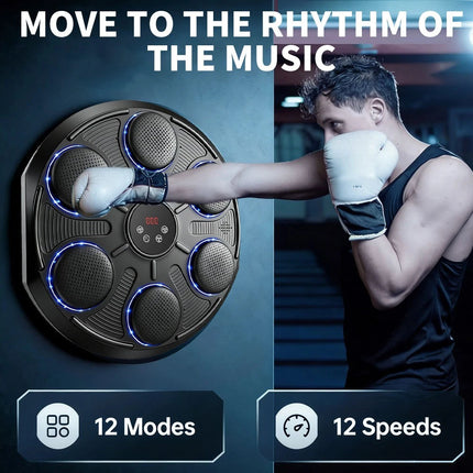 Upgraded Music Boxing Punching Machine Home Smart Training 12 Modes Count Gloves