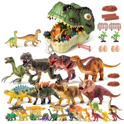 46Pcs Realistic Dinosaur Figure Playset with Eggs Trees,Dinosaur Toys