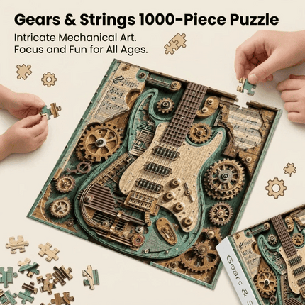 1000-Piece Steampunk Guitar Puzzle, Vintage Guitar Puzzle