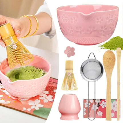 8PC with Spout Matcha Whisk Set Food Grade Japanese Chasen Stirring Perfect Gift