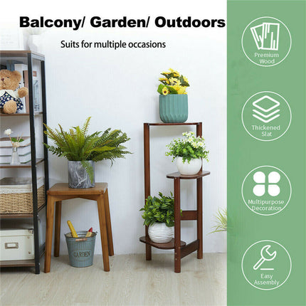 3 Tier High Low Plant Stand Flower Pot Holder Shelf for Garden Living Room Patio