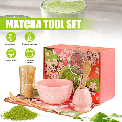 8PCS Spout Matcha Whisk Set Food Grade Japanese Chasen Stirring Matcha Tool Set